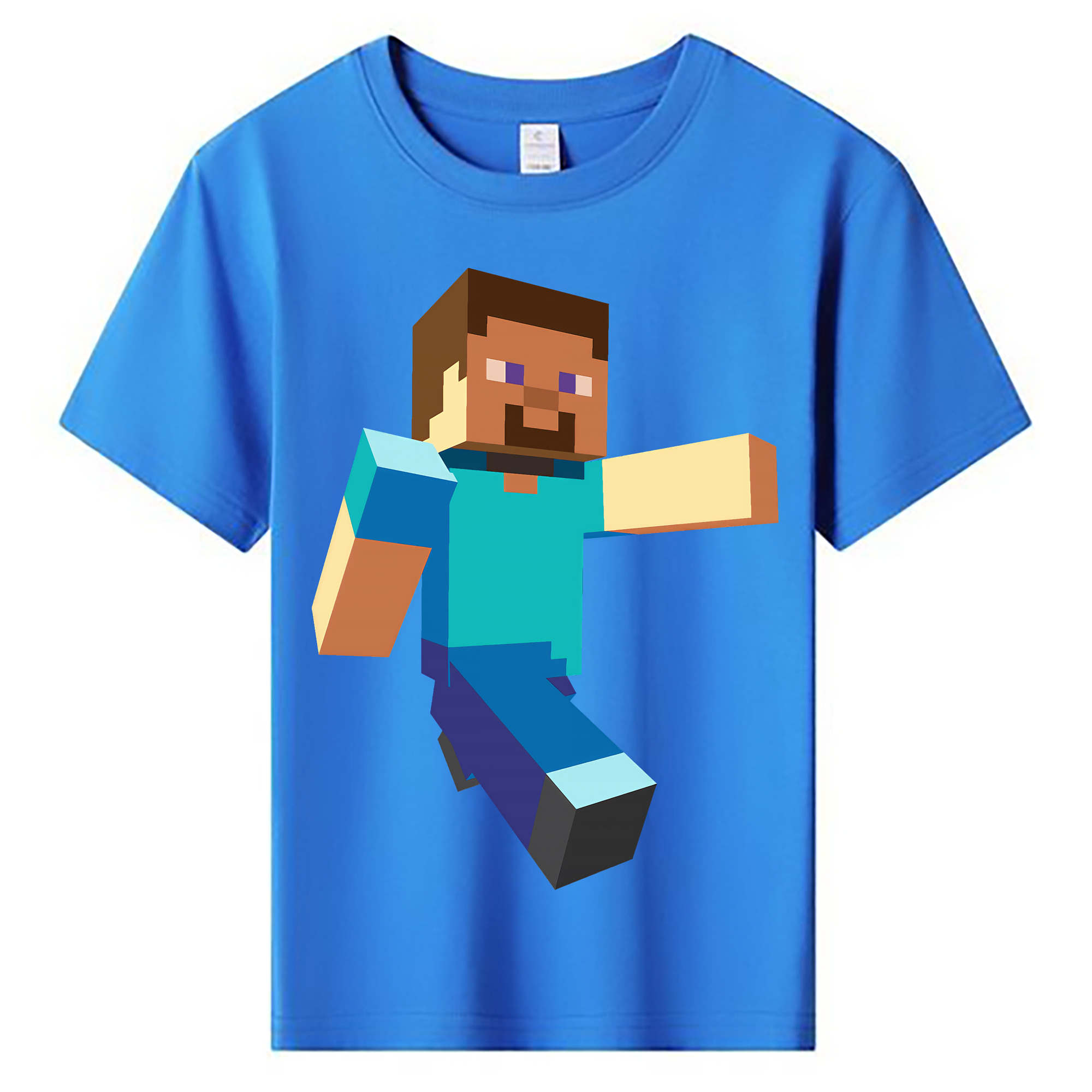 （画像用） マインクラフト ブロックの世界 Minecraft MC Block world 綿100％キッズTシャツ（フロントプリント）